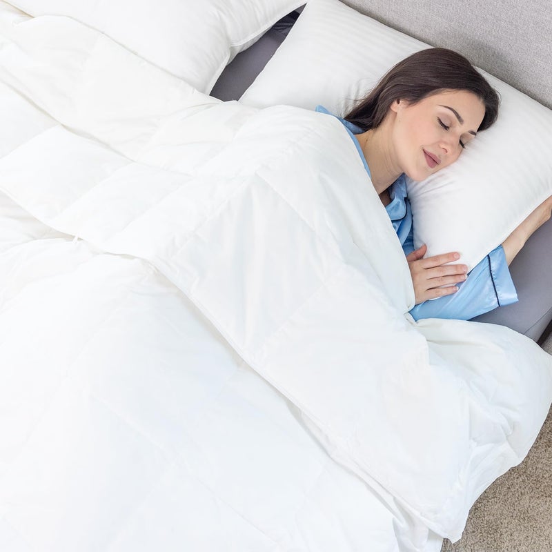 Globon White Summer Down Comforter/Blanket Queen Size, Lightweight Duvet Insert for Hot Sleepers, Noiseless & Extra Soft Shell,14OZ,750 Fill Power, with Ties, Solid White - Image 3